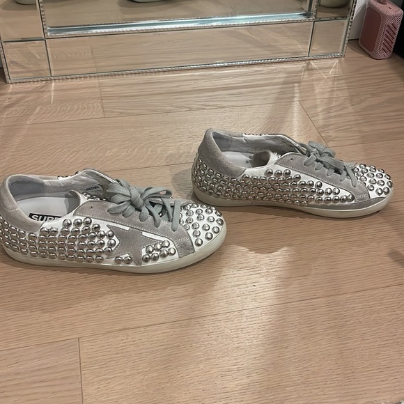 Golden goose Superstar Silver Studded Low-Top Sneakers 37 worn once - Picture 3 of 10